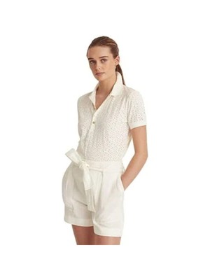 

LAUREN RALPH LAUREN Женская белая рубашка-поло без подкладки с планкой на пяти пуговицах размера, Белый