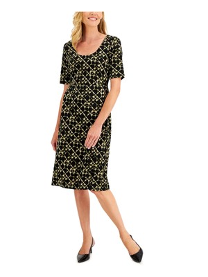 

CONNECTED APPAREL Женское черное платье-футляр длиной до колена с короткими рукавами Petites, Черный