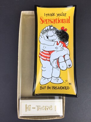 Vintage HOUZE ART Glass Tray / Comic Card Art in Original Box