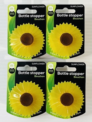 Charles Viancin Sunflower Bottle Stopper Bouchons 4 Pack NEW