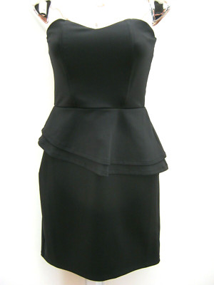 Oasis Women's Sleeveless Bandeau Peplum Bodycon Black Cocktail Dress Size 6