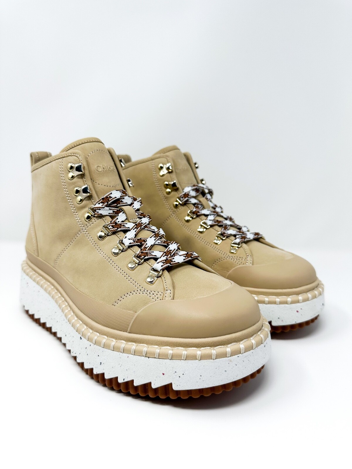Pre-owned Chloé Chloe Women's Lilli Ankle Booties Sand 10 Us / 40 Eu $925 In Beige