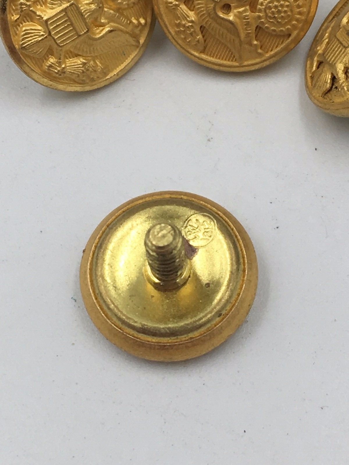 Lot of 25  WB Waterbury Co Brass USA Military Eagle E Pluribus Unum Buttons 5/8