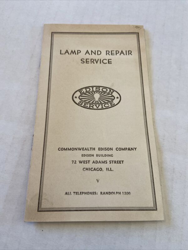 1935 Edison Service Booklet Lamp and Repair Brochure LightBulb Electric 7 Pages