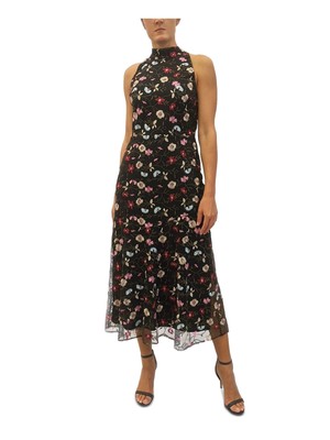 

SAM EDELMAN Женское вечернее платье макси с черным галстуком и высоким вырезом без рукавов для подростков, Черный