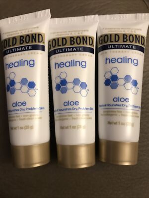 3X 1oz GOLD BOND ULTIMATE ALOE HEALING LOTION Dry Skin Vit. A,C,E F/Ship  % FB