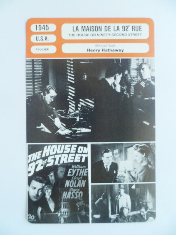 Carte Fiche Cinema 1945 La Maison De La 92e Rue William Eythe Lloyd Nolan Signe
