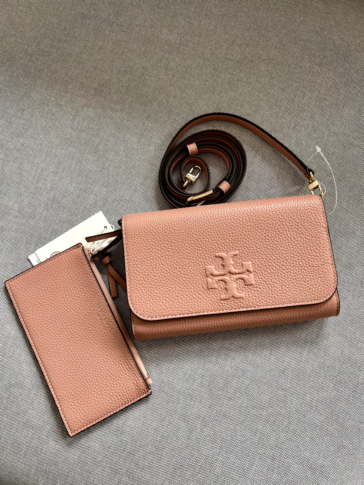 Tory Burch Leather Thea Flat Wallet Crossbody Bag (SHF-18476) – LuxeDH