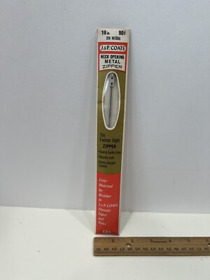 Vintage J & P Coats Neck Opening Metal Zipper 18'', Natural, #256