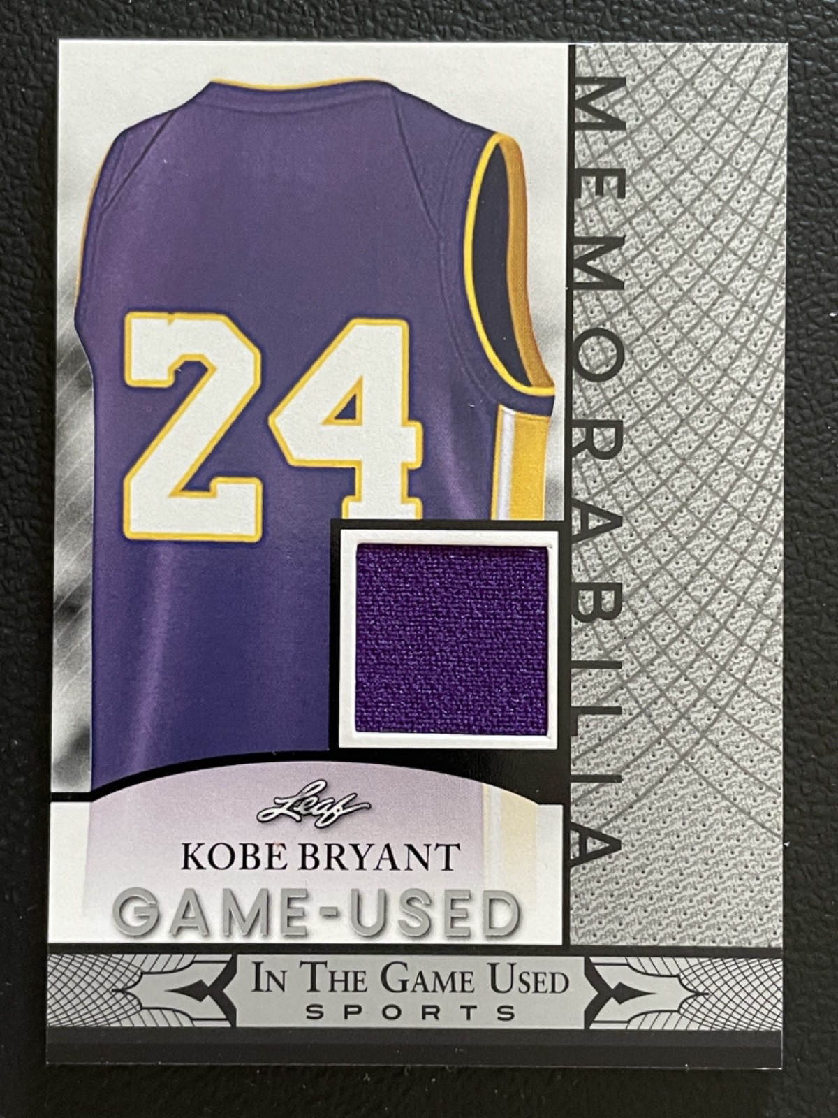 2024 Leaf In The Game Used Memorabilia Silver Kobe Bryant Jersey