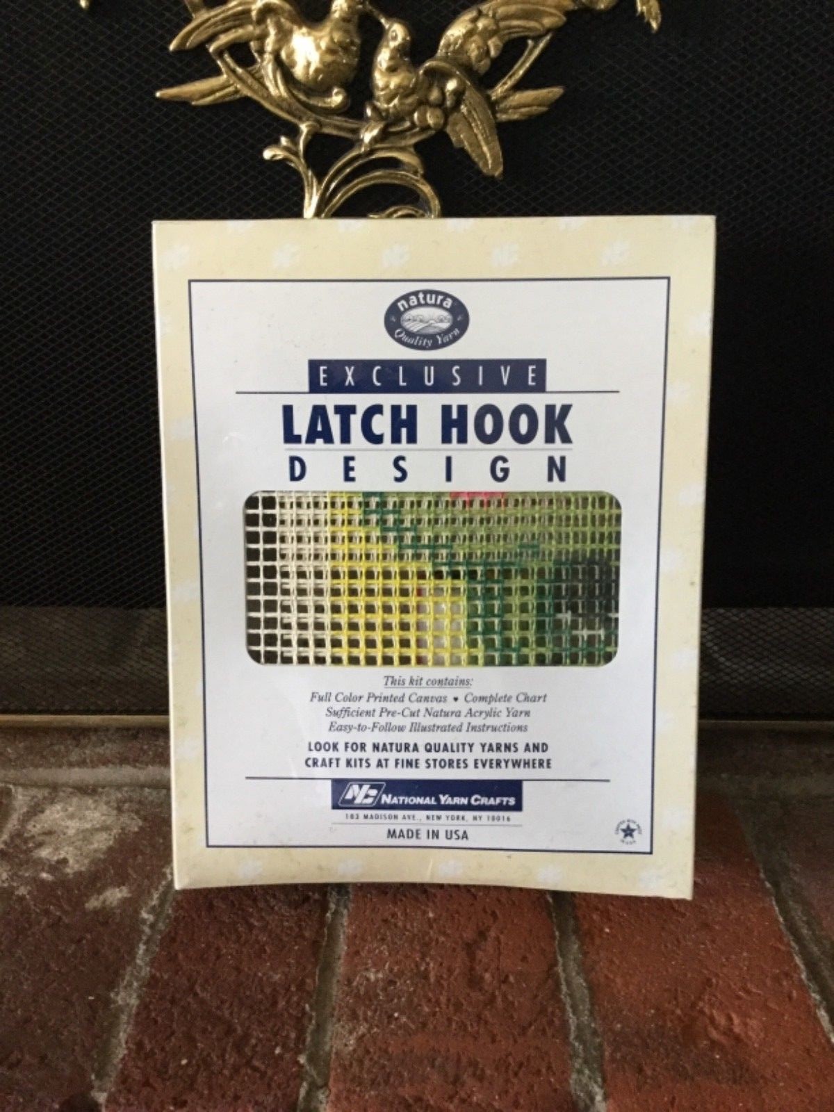 Vtg New Sealed National Yarn Crafts Latch Hook Rug Kit Frog In Bow Tie Froggy