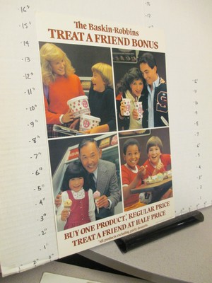 Baskin Robbins ice cream 1984 store sign FRIEND BONUS Asians big hair soccer
