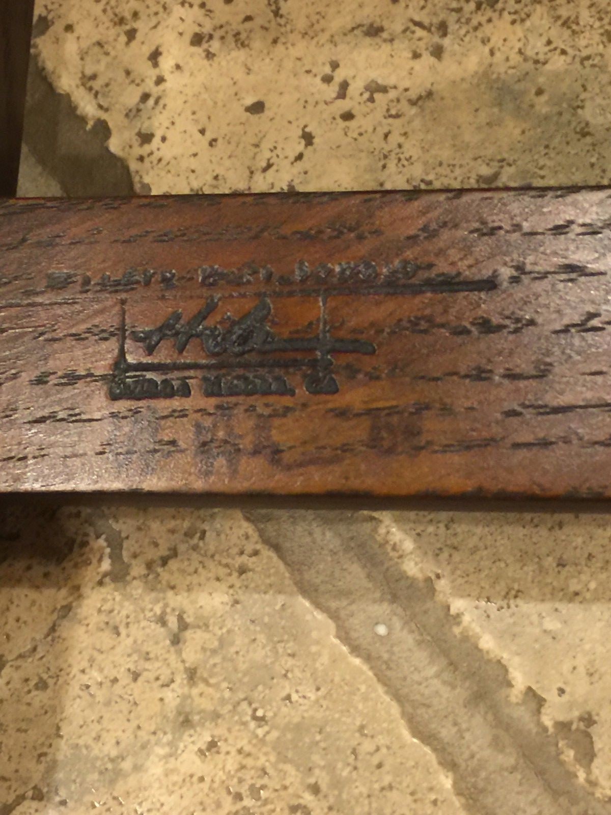 WARREN HILE Signed Arts & Crafts Trestle Table HS0211L 6 Chairs with Inlays