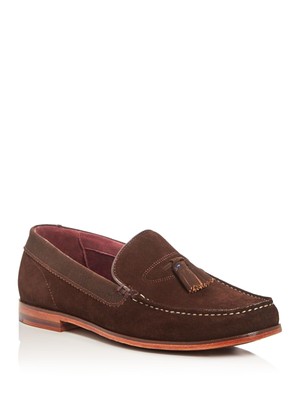 

TED BAKER LONDON Мужские коричневые кожаные лоферы без шнуровки Dougge с кисточками и круглым носком, Коричневый, 9-15899