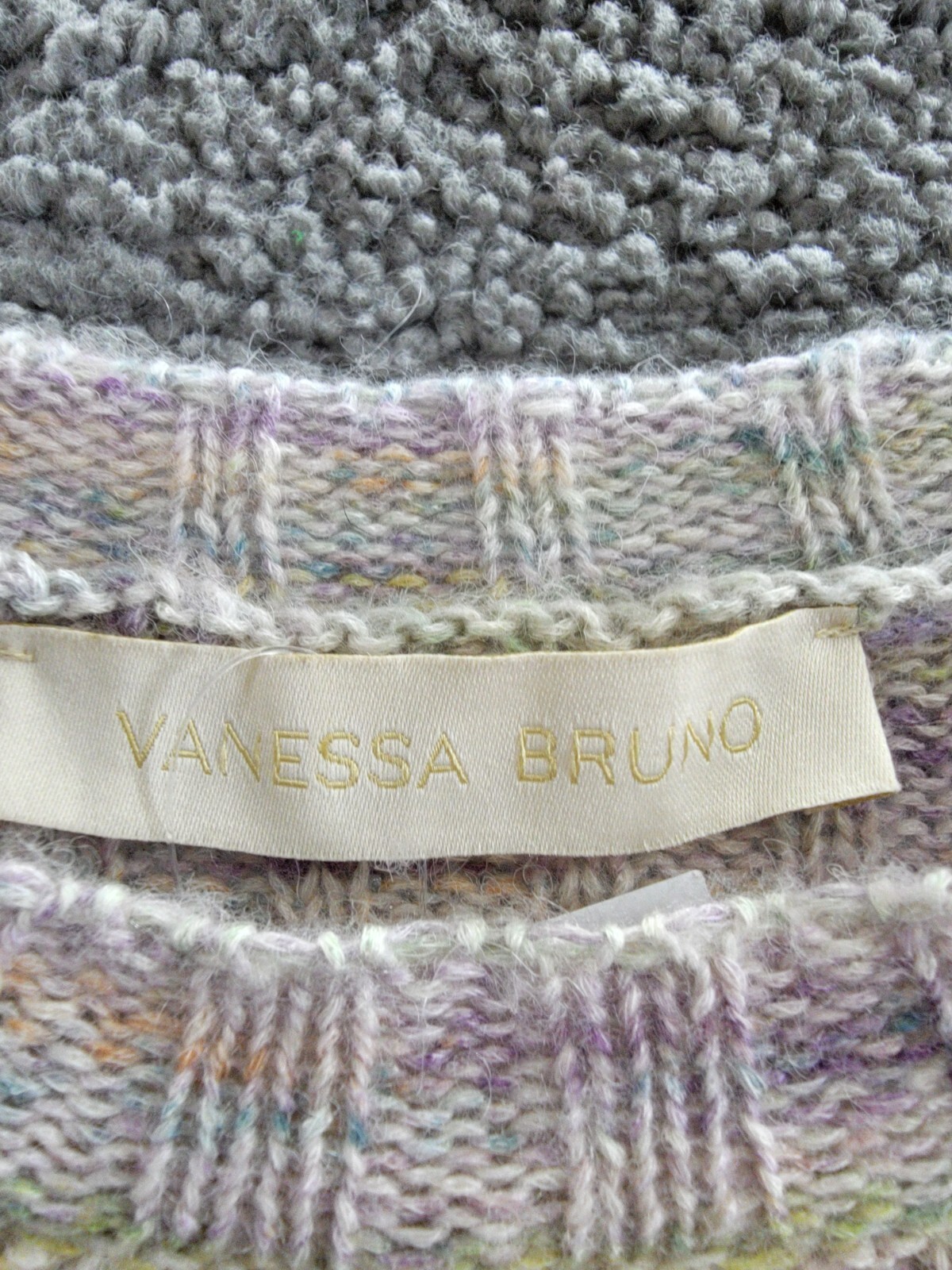 VANESSA BRUNO Arielle Wool Blend Ribbed Crewneck Sweater Womens S Multi Pullover - Picture 14 of 15