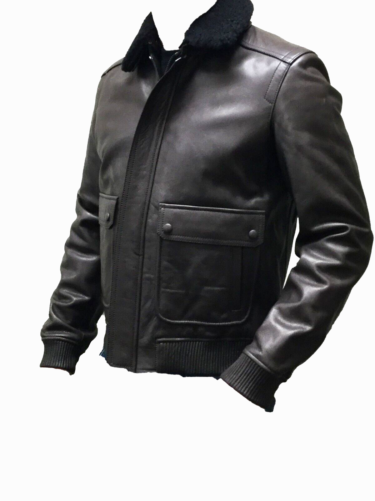 Pre-owned Coach Leather Bomber Jacket Bleeker Aviator Dark Brown Lined, 84100, Small