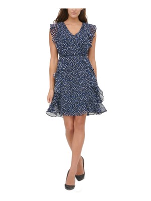 

TOMMY HILFIGER Женское черное платье с завязками и V-образным вырезом, короткое платье + расклешенное платье, Черный