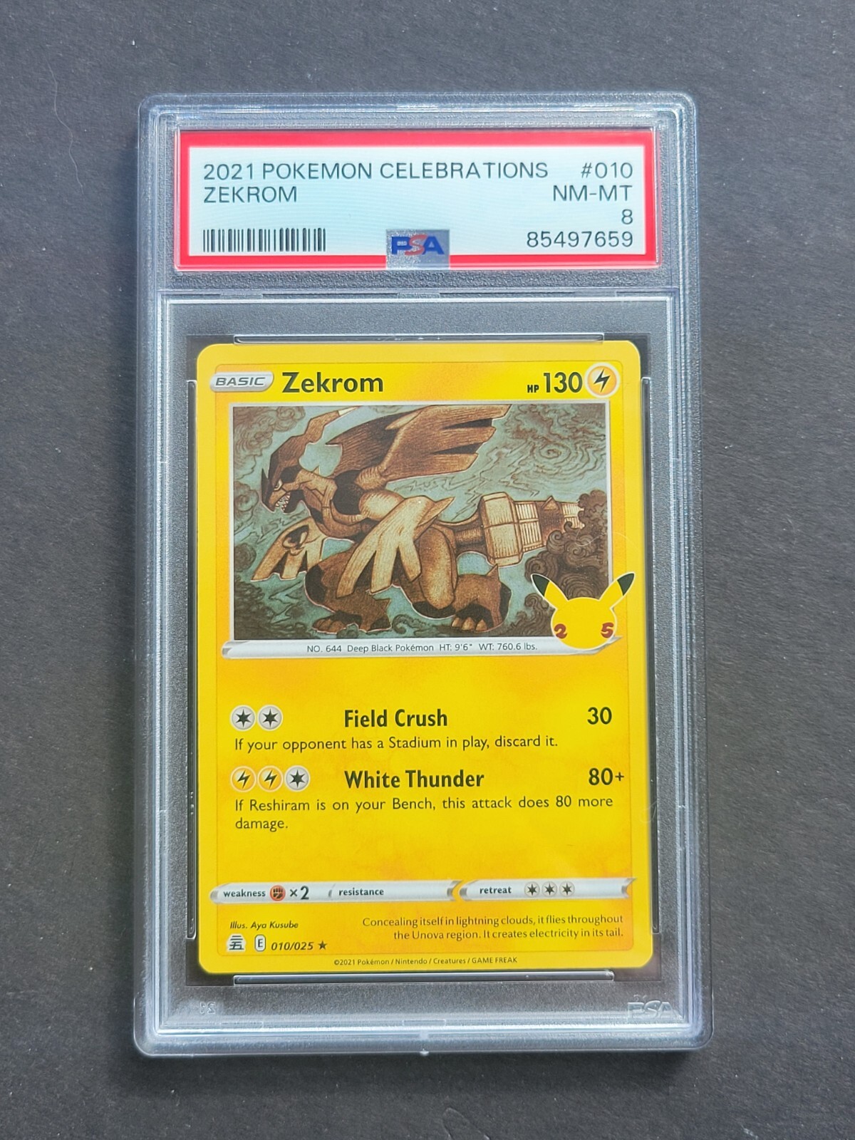 PSA 8 ZEKROM 010/025 - CELEBRATIONS 25TH ANNIVERSARY HOLO