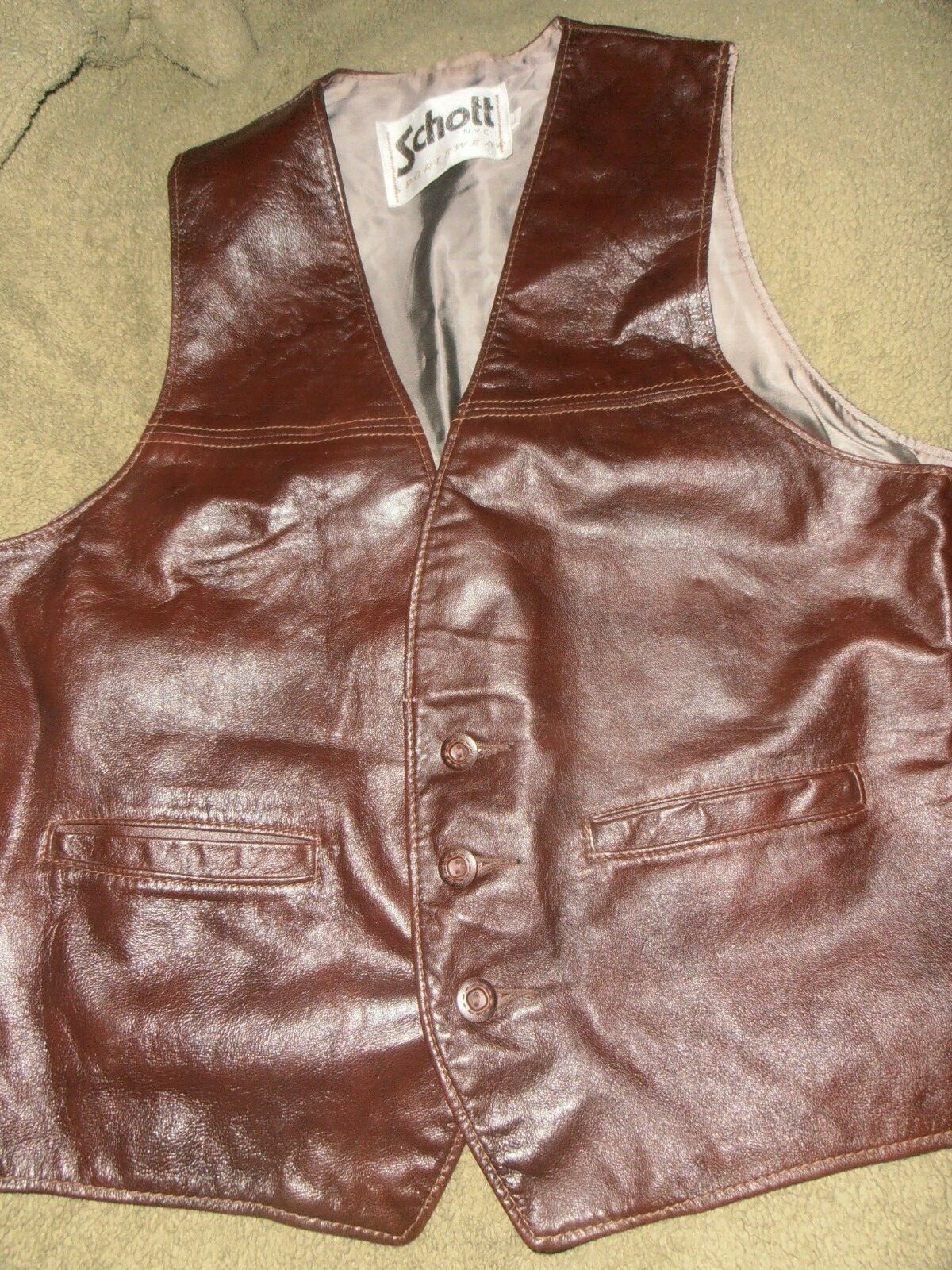 ☆新品未使用☆ Schott/LEATHER COMBI DOWN VEST Lambskin M/C Vest 213V