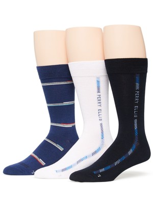 

PERRY ELLIS PORTFOLIO Набор из 3 мужских темно-синих классических носков в ассортименте, Navy