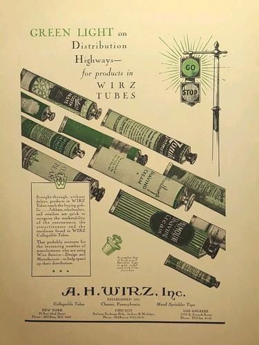 A H Wirz Collapsible Tubes Chester PA Highway Green Light