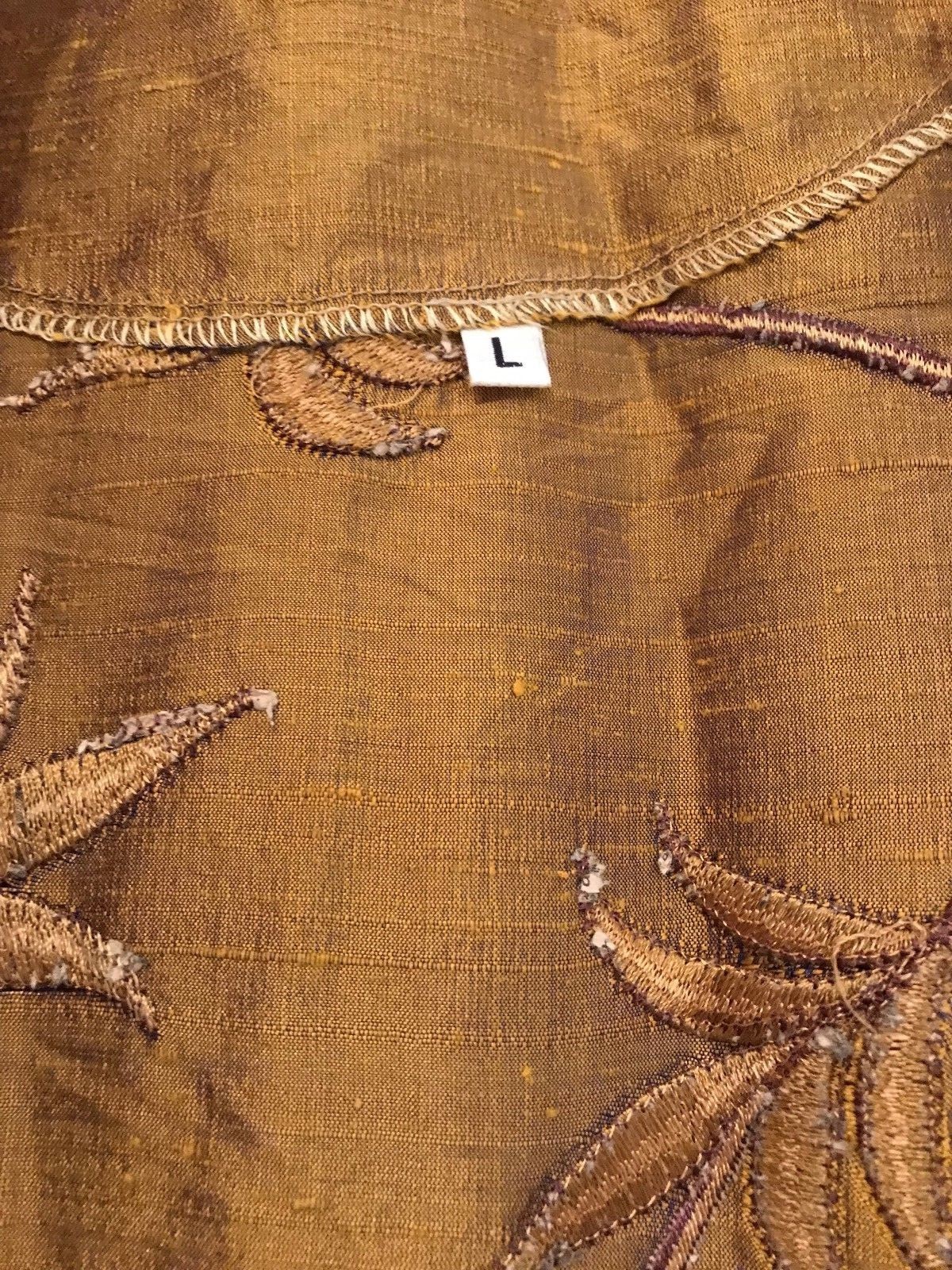 Wonderful Gold Purple Floral Embroidered Robe Size Large