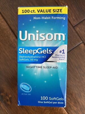 Unisom Sleep Gels Softgels Sleep Aid 100ct -Expiration Date 08/2024