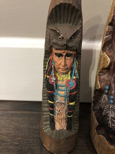 Vintage OLD WEST VISIONS Indian Buffalo Carved Horn
