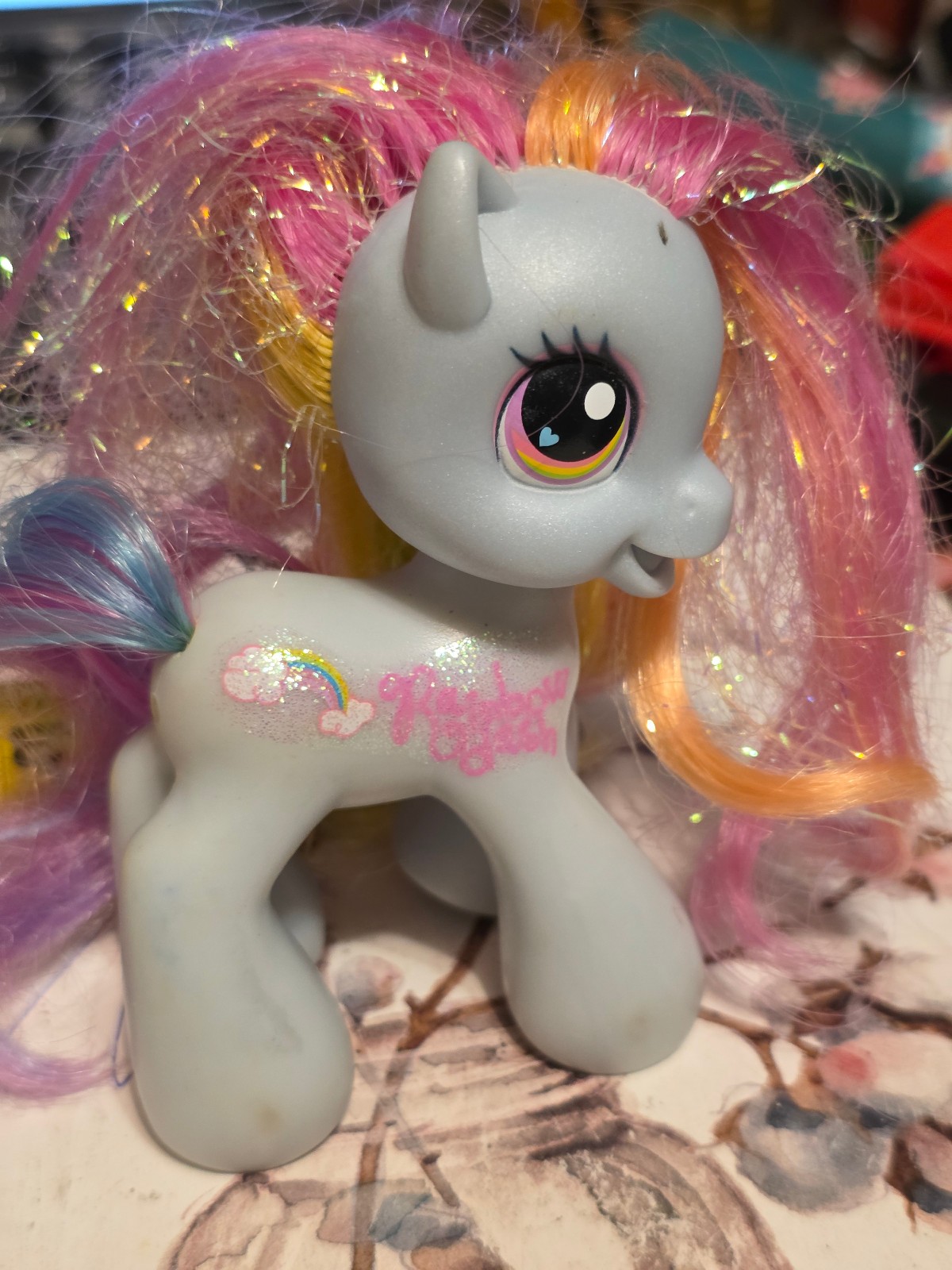 My Little Pony Rainbow Dash 2008 Hasbro G3 Tinsel Brushable Rainbow Hair 