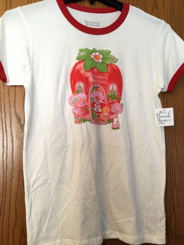 Strawberry Shortcake - White With Red Trim Ringer - Ladies