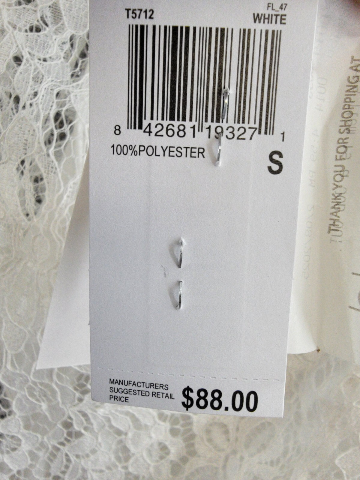 KOKO + MASON Long Sleeve Lace Top Women's S White Ruffled Button Back Closure - Picture 15 of 15