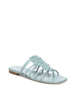 VINCE. Womens Blue Dae Square Toe Block Heel Slip On Leather Slide Sandals 5.5 M
