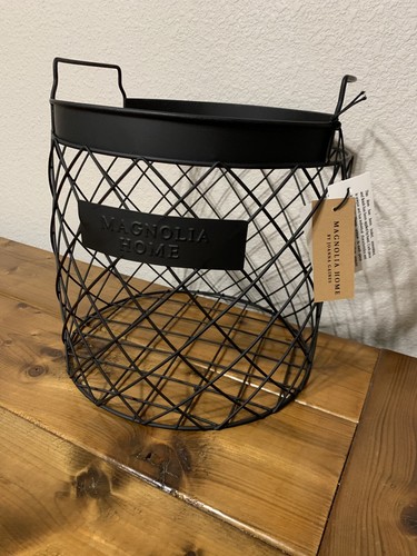 Magnolia Home By Joanna Gaines Round Black Wire Medium Basket NEW