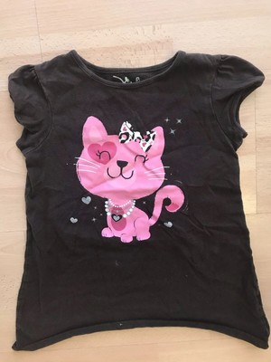 JUMPING BEANS Girls Kids Cat Tee T-Shirt Top Size 5 Brown Short Sleeve Cotton