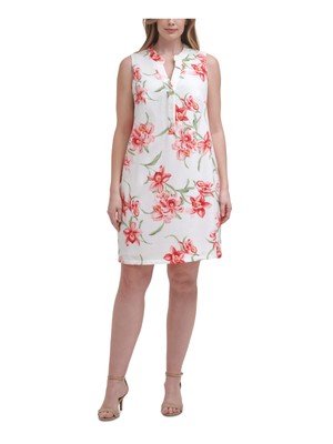 

Женское платье прямого кроя выше колена цвета слоновой кости с разрезом выше колена JESSICA HOWARD Plus, Цвет слоновой кости