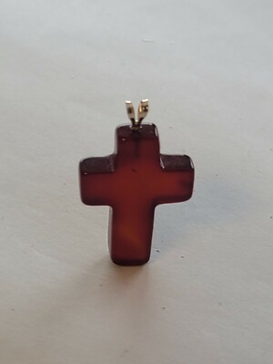 Carnelian Cross 14kt Gold Double Ear Rabbit Bale Mint Old Stock !