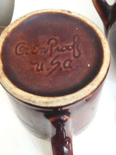 Hull Pottery Brown Drip Tea Pot Creamer & And 1 Cup