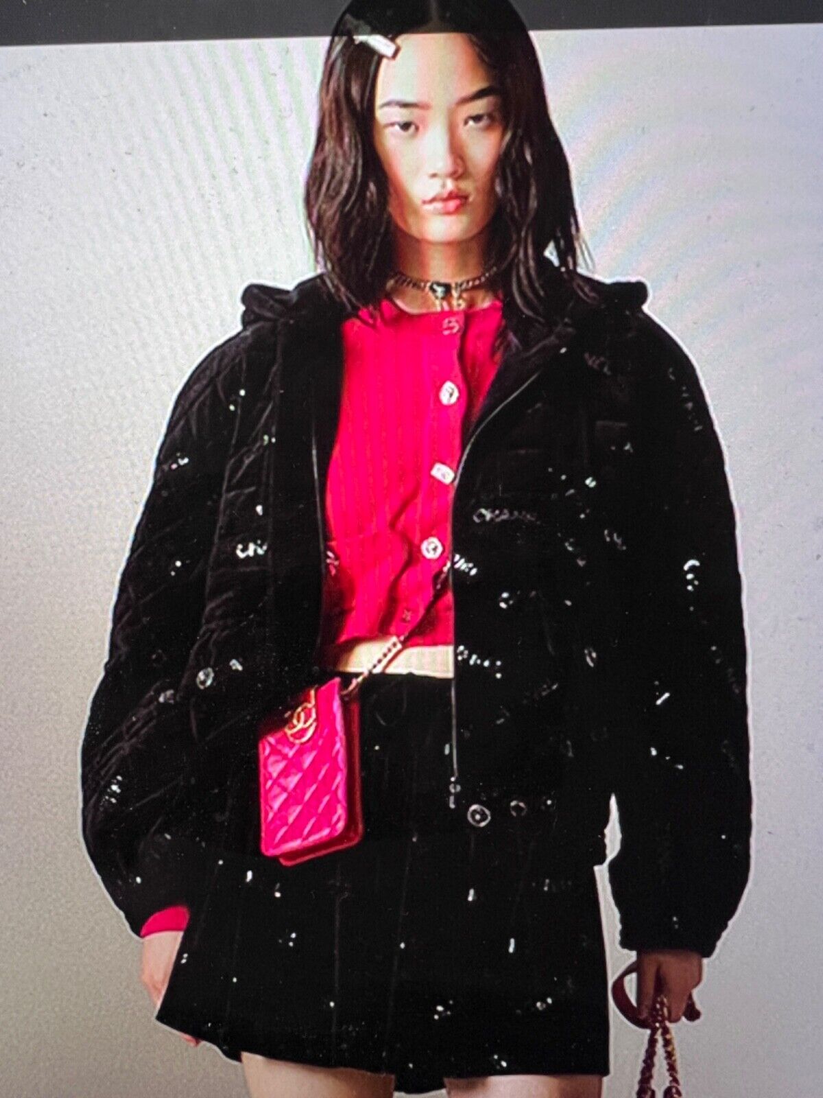 CHANEL 22B NEW VELVET BLACK DOWN PUFFER JACKET 'CHANEL CHANEL 22B NEW VELVET BLACK DOWN PUFFER JACKET 'CHANEL