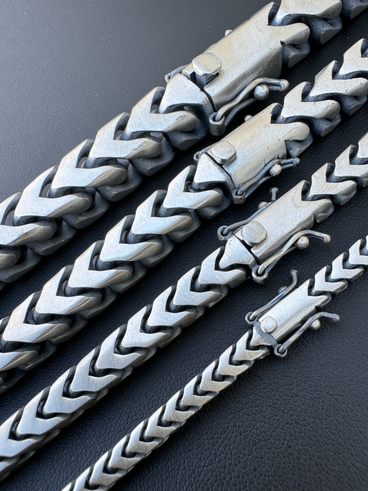 Pre-owned Silver Big 4-10mm Franco Chain Necklace Or Bracelet Oxidized Real 925  Box Clasp