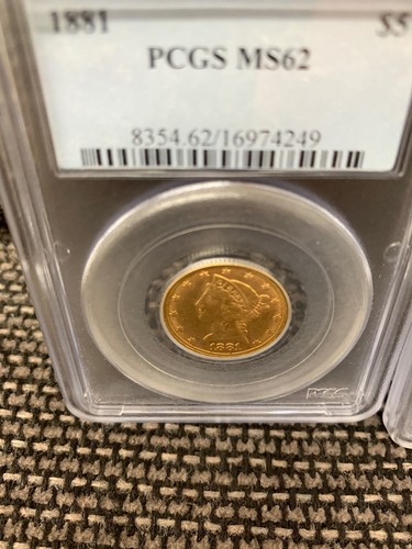2- PCGS MS62 1881 $5 Liberty Gold Coins.!! Choice BU.!! Free Shipping.