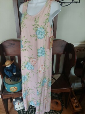 TAHITI REEF CLUB SUN DRESS LONG MAXI WOMEN'S SIZE S PINK FLORAL RAYON