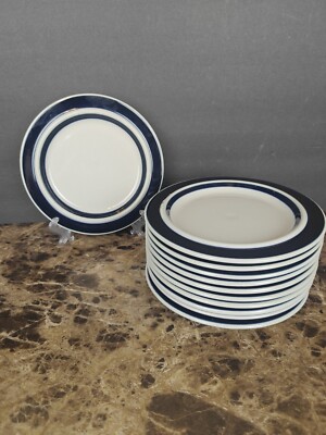 Set of 11 Arabia Finland Anemone Blue White Salad Dessert Plates 8''