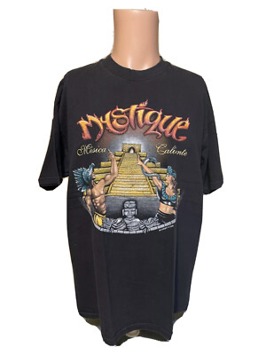 RARE 1999 MYSTIQUE Spanish Band Musica Caliente Black Shirt Size XL Mens