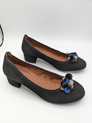 New Hispanitas Jedda Pom Pom Black suede pumps Size 39.5 NWT 8