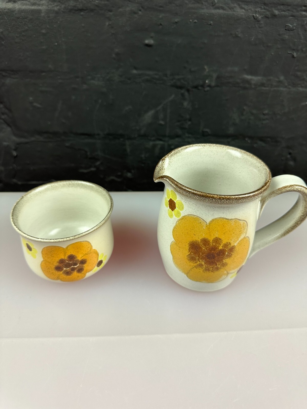 Denby Minstrel Milk / Cream Jug and Open Sugar Bowl Last Set Available
