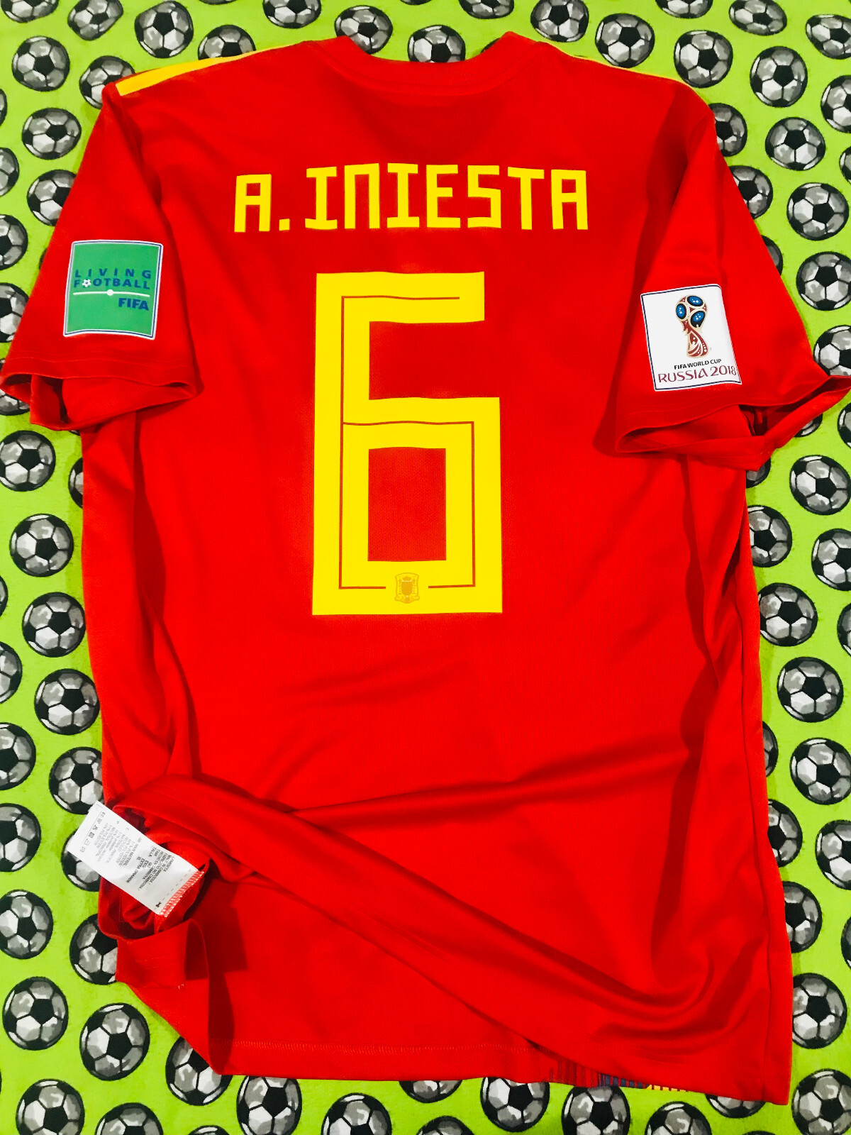 未使用 adidas 2018年 スペイン代表 INIESTA ユニフォーム L 2018 Adidas Spain Home Soccer Jersey Andres Iniesta Men L