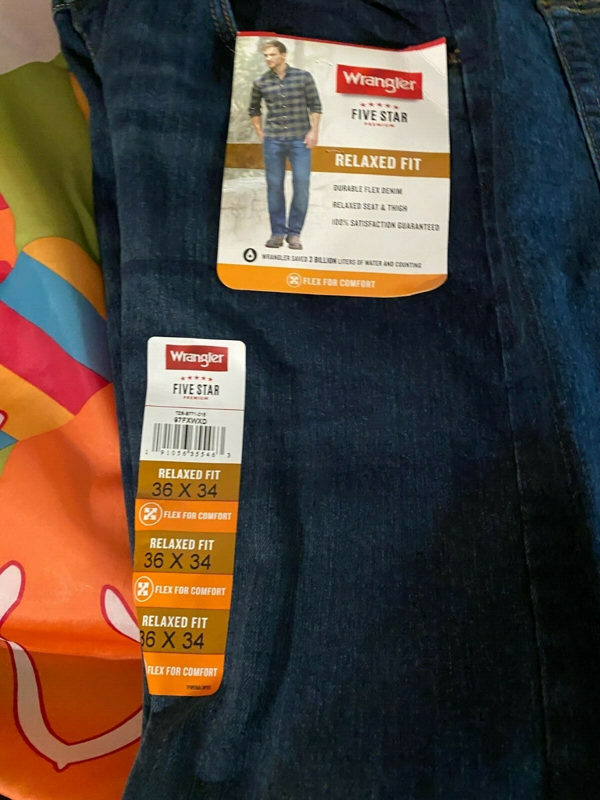 Jeans Uomo Wrangler 5 Stelle Taglio Dritto 42Wx30L Blu Denim - Foto 11