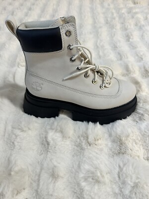 Timberland Sky 6 Inch Women's Size 6.5 White Clunky Lace Up Boots A5RSV