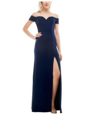 B DARLIN Womens Short Sleeve Off Shoulder Full-Length Formal Sheath Dress