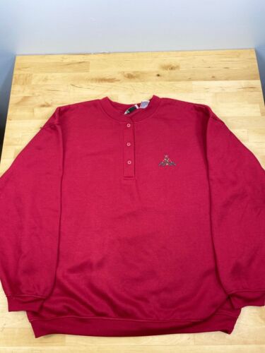 Womens BOLO SPIRIT Red 3 Button Sweatshirt LARGE Shirt Embroidered #2842